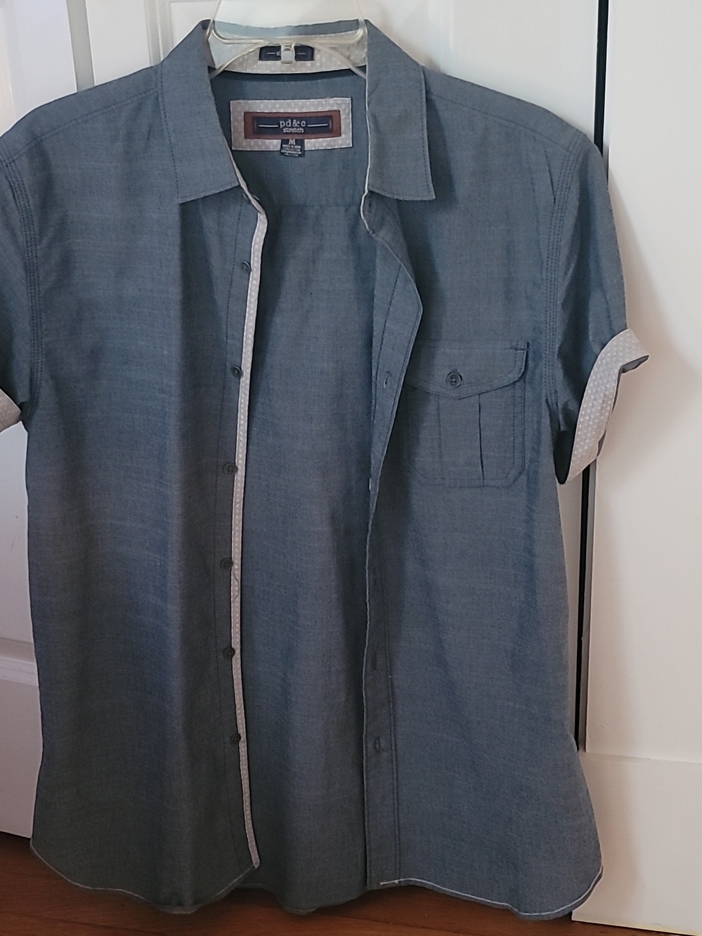 Pd&c Short-Sleeve Button-Up Shirt in Slate Blue